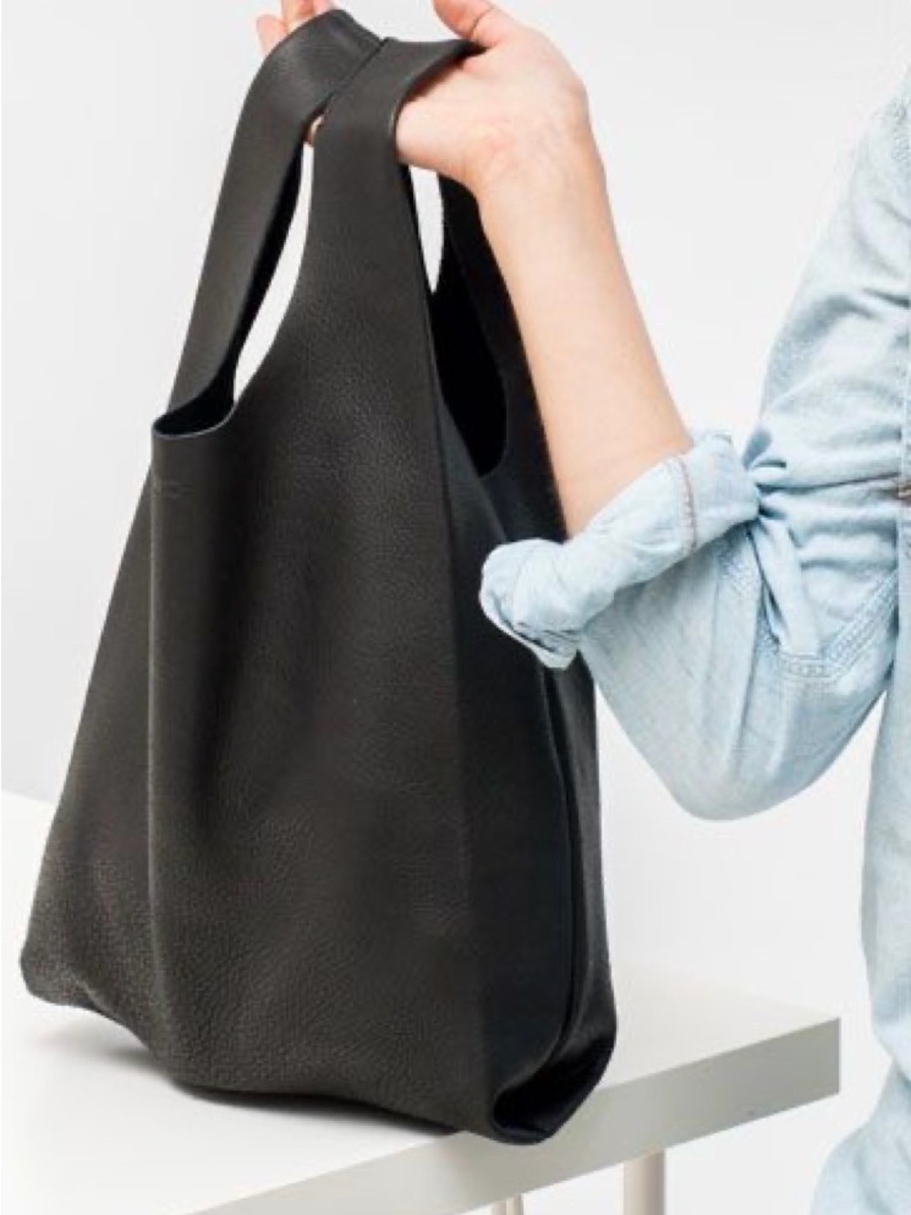 Rare Baggu Leather Shopping Tote Bag